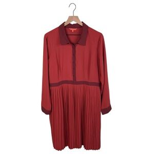 ModCloth Just My Typist Shirt Dress Women's Size XL Retro Secretary Pleated Twee